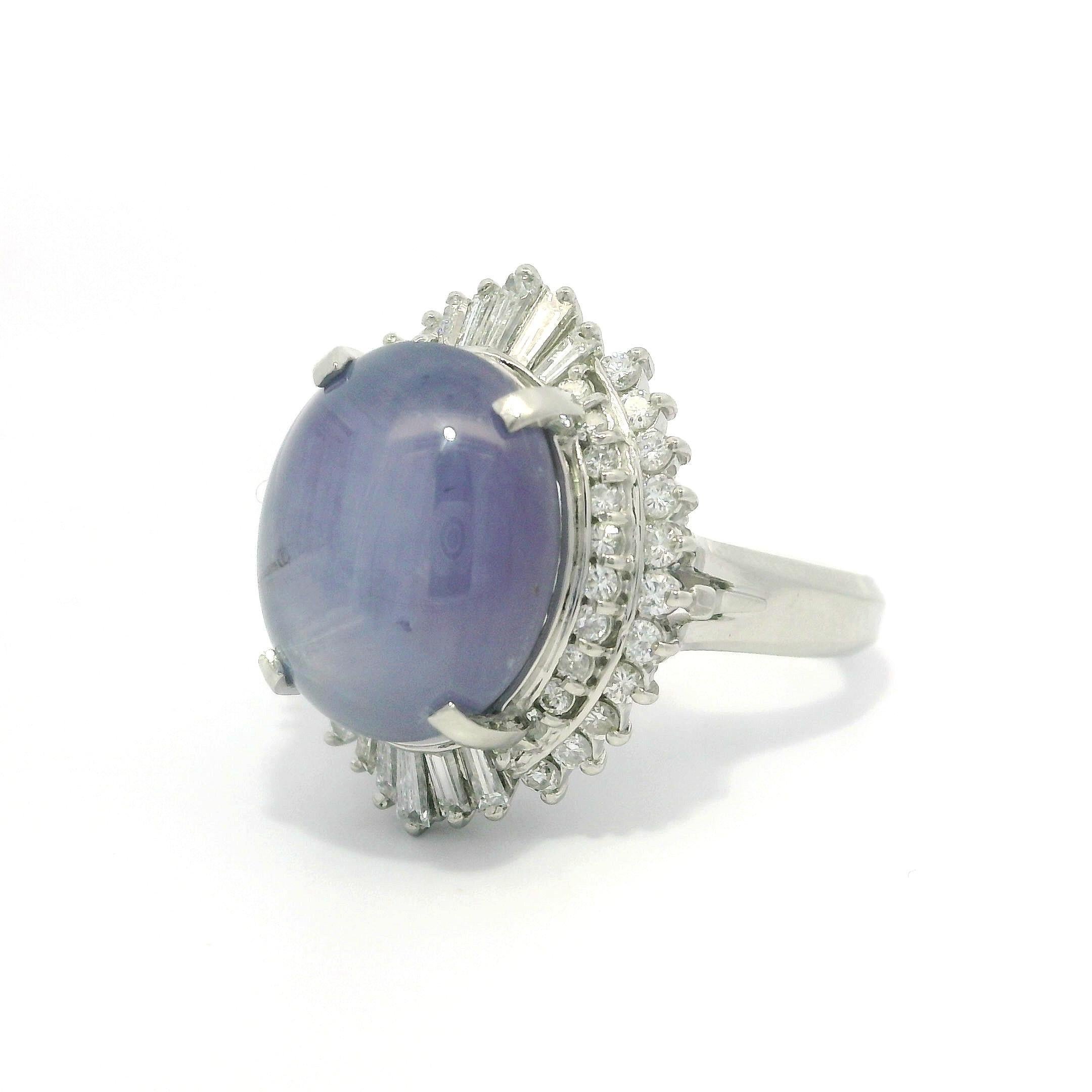 Vintage Platinum Large GIA 11.26ctw No Heat Star Sapphire Diamond Ballerina Ring For Sale 10