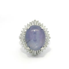 Vintage Platinum Large GIA 11.26ctw No Heat Star Sapphire Diamond Ballerina Ring