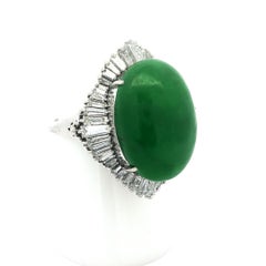 Anello vintage in platino con diamanti di giada verde Greene & Greene Ballerina GIA di 27,68 carati
