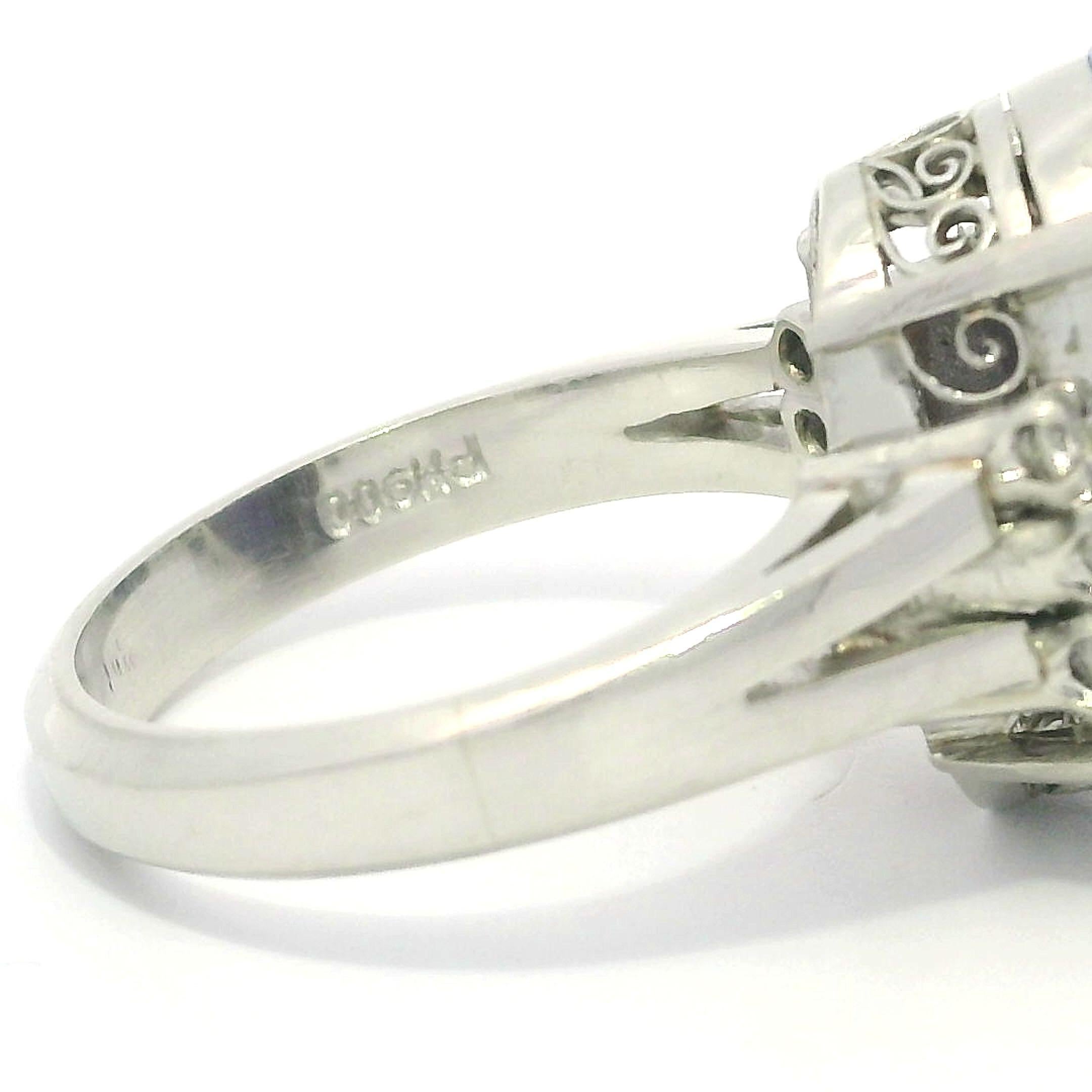 Vintage Platinum Large GIA 6.23ctw Thick Opal & Diamond Sides Solitaire Ring For Sale 2