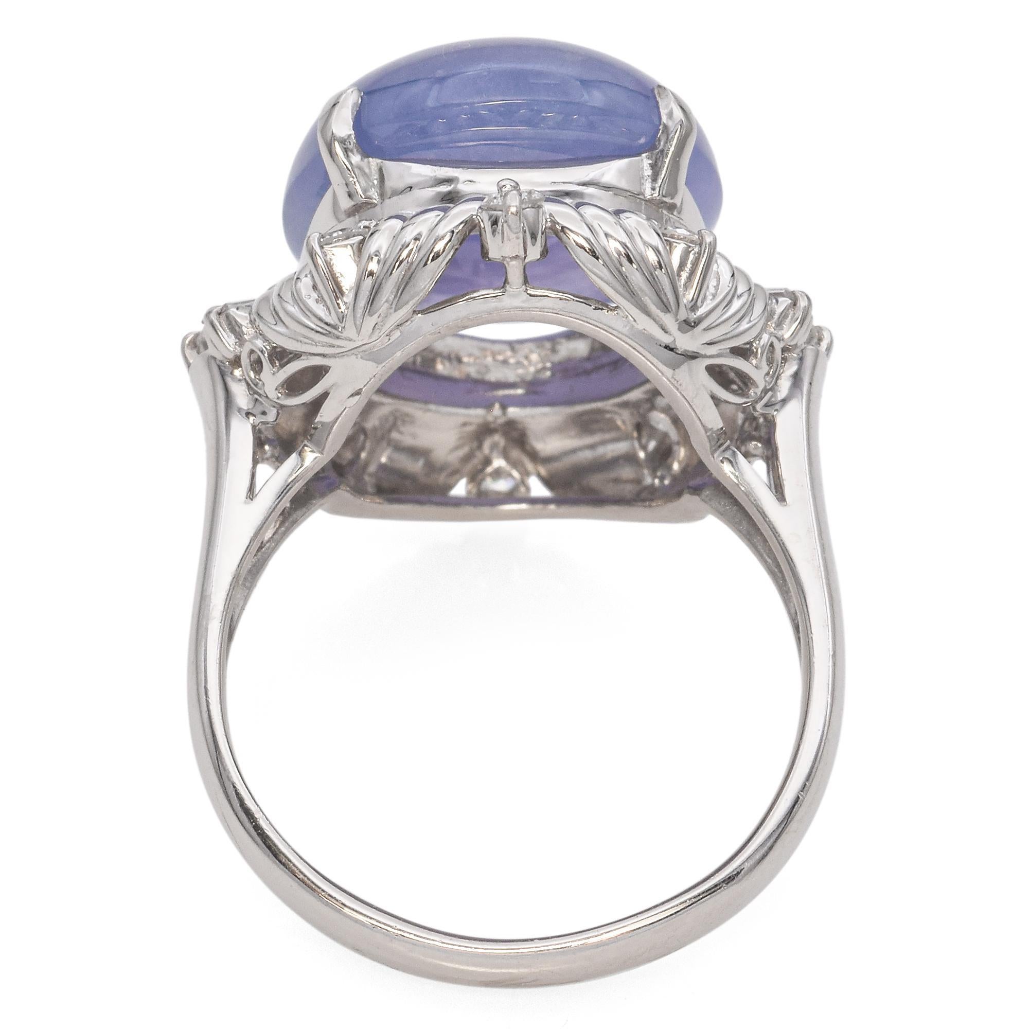 Women's Vintage Platinum Lavender Jadeite and Diamond Cocktail Ring For Sale