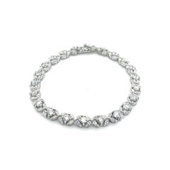 Vintage Platinum Marquise and Round Diamond Tennis Bracelet