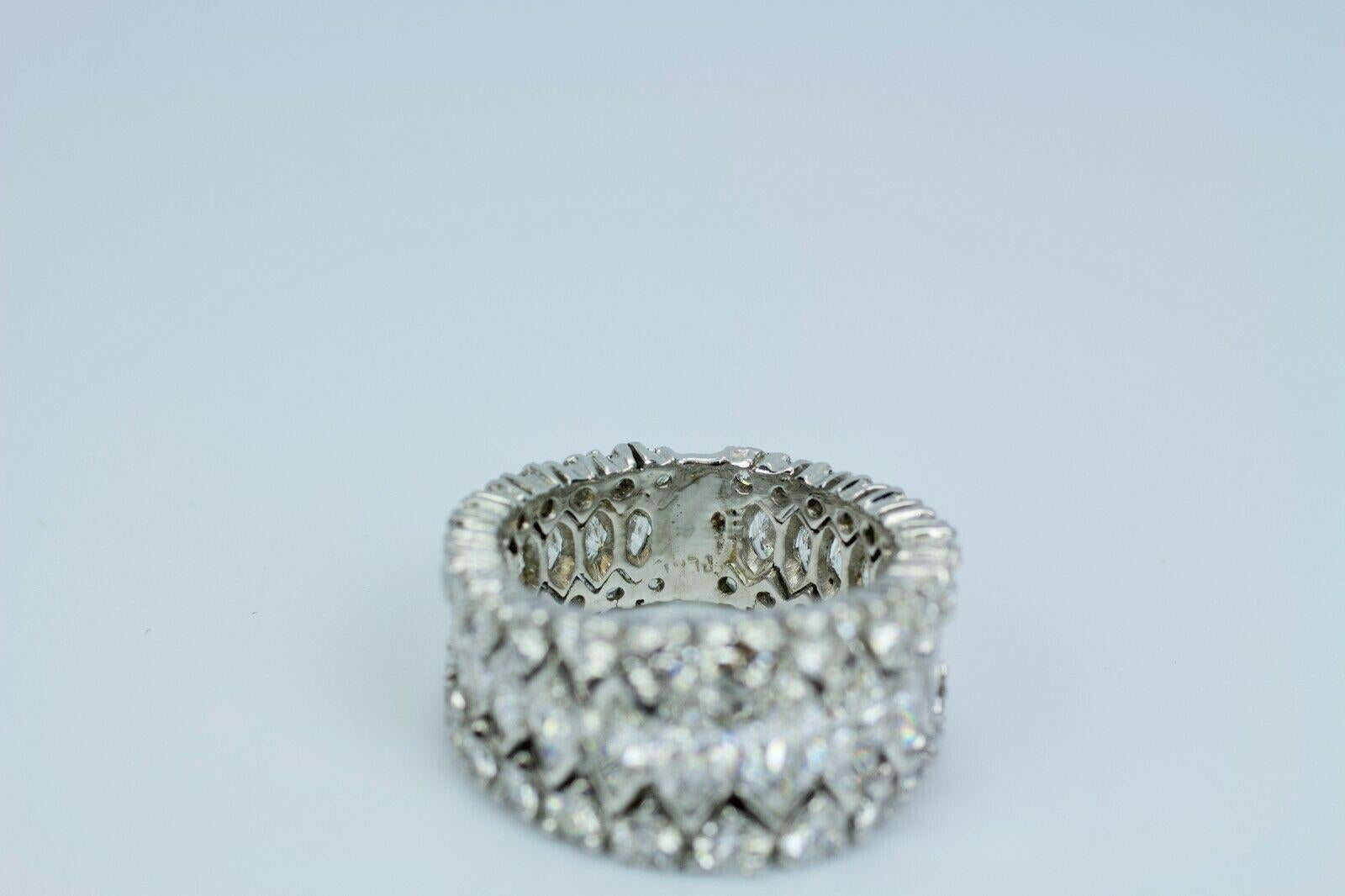 Vintage Platinum Marquise Diamond and Round Diamond Graduated Eternity Band 3