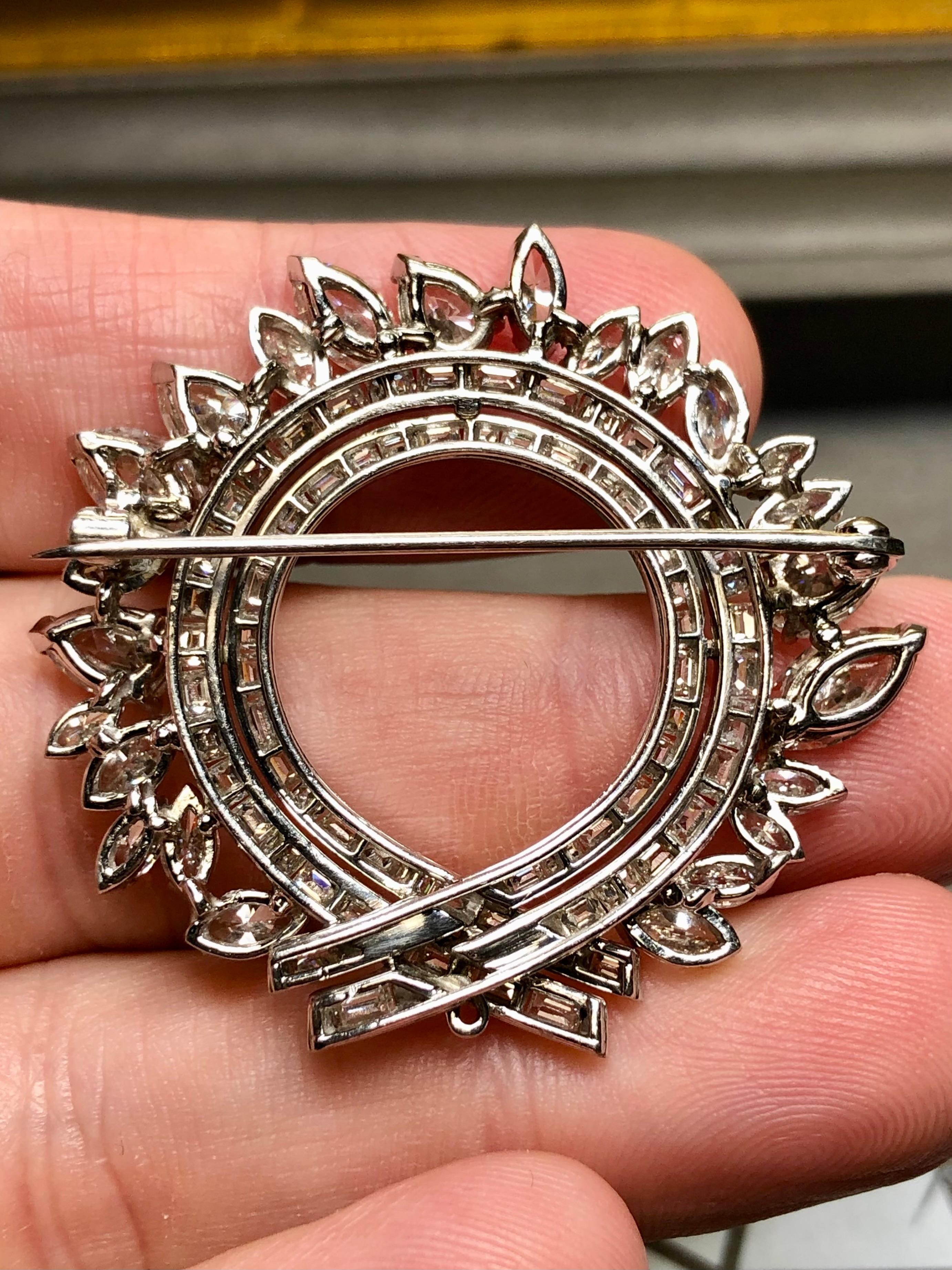 Vintage Platino Marquesa Pera Baguette Diamante Círculo Corona Broche 11ctw G Vs en Bueno estado para la venta en Winter Springs, FL
