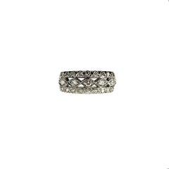 Vintage Platinum Milgrain Diamond Band Ring Size 6 #21572