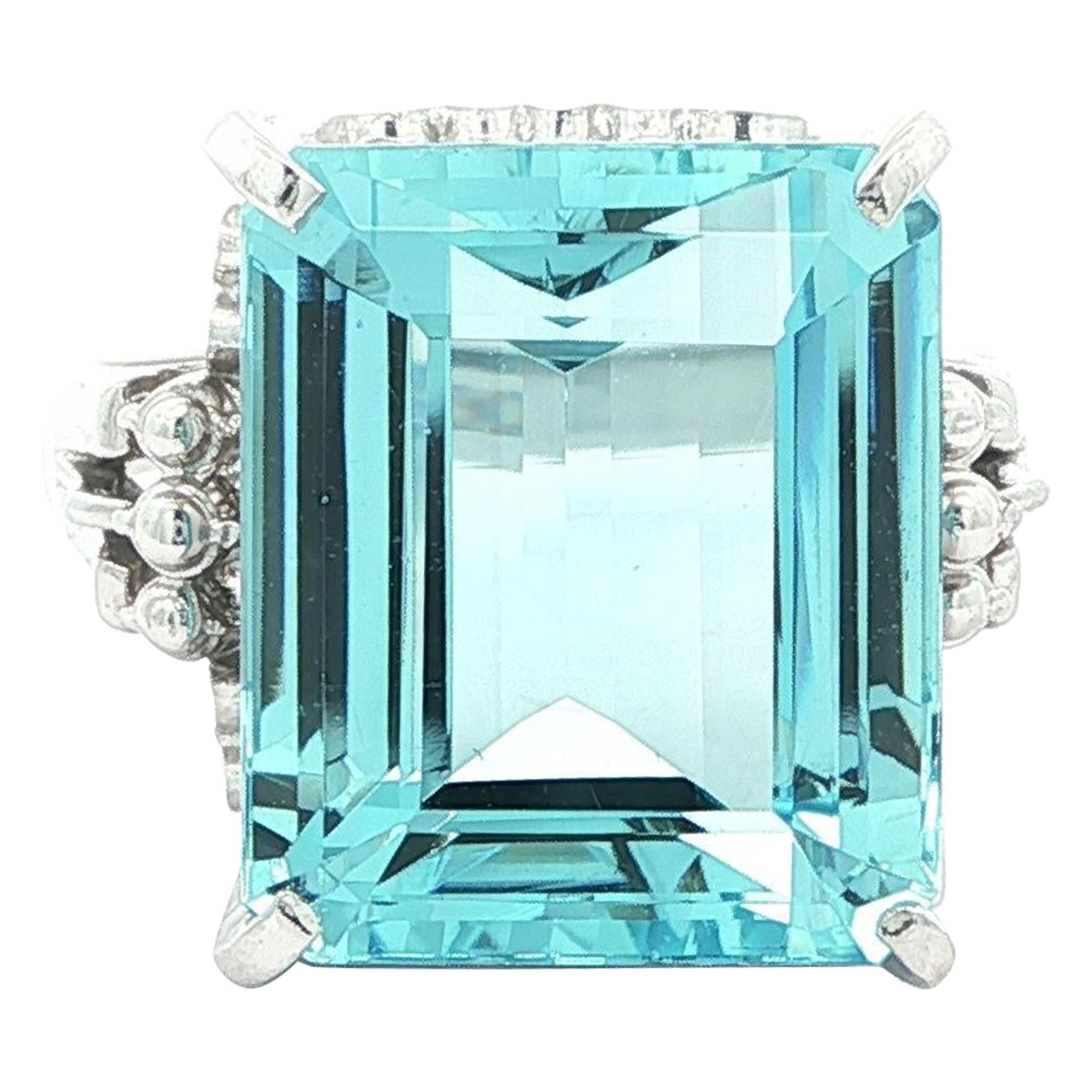 Step Cut Riing Vintage Platinum Nice 8ct Rectangular Step Cut Aquamarine Solitaire ...