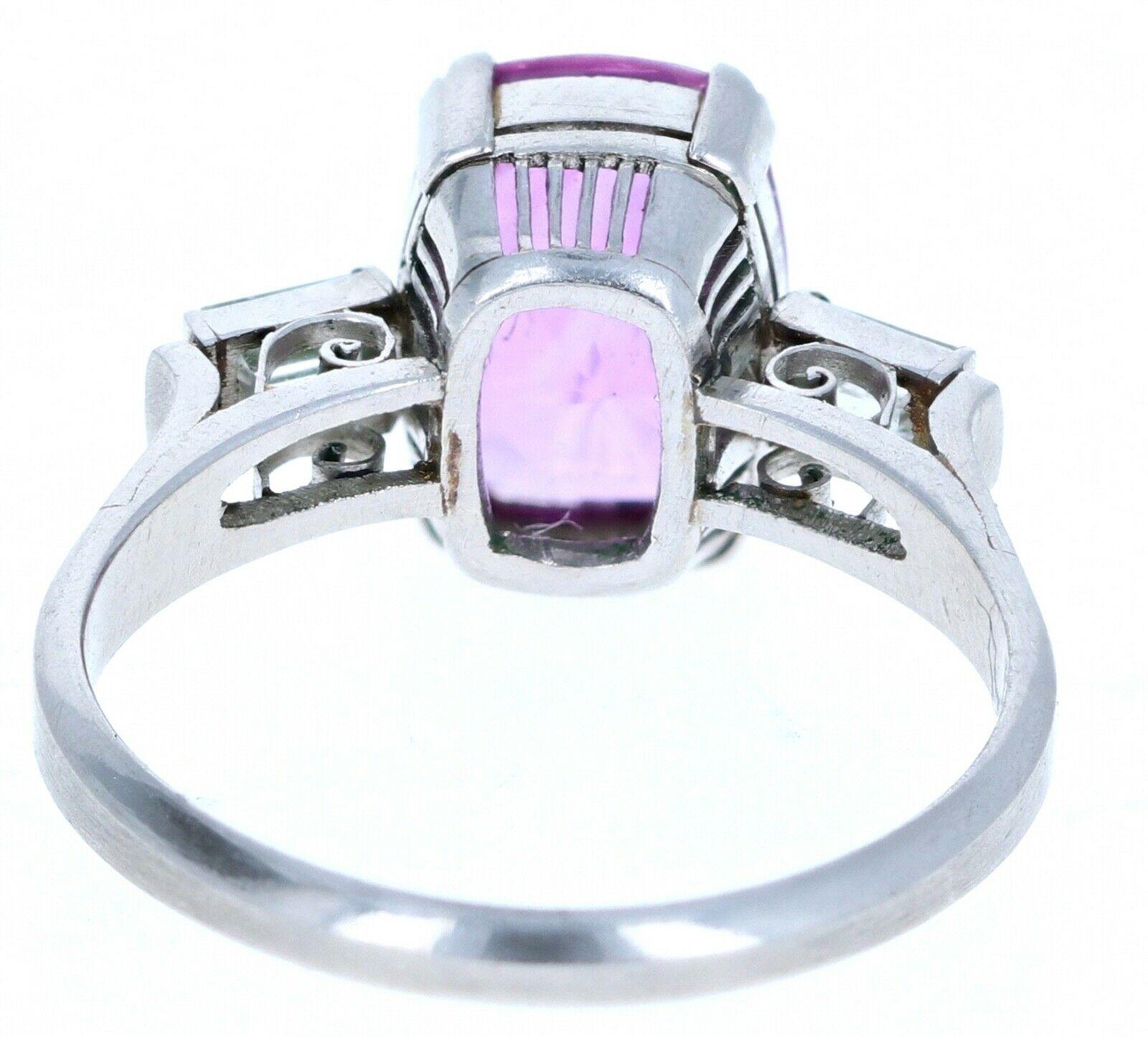 Vintage Platinum No Heat Pink Sapphire and Diamond Ring 2.75 Carat In Good Condition In Beverly Hills, CA