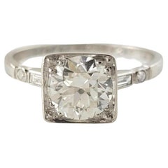 Verlobungsring aus Platin mit Diamant im Altschliff, Größe 6-6,25 #16929, Vintage