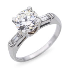 Vintage Platinum Old Euro Cut 1.25tcw J Si Diamond Engagement Ring