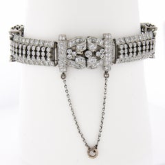 Platin Old European & Baguette Diamant Fancy Link Statement-Armband aus Platin