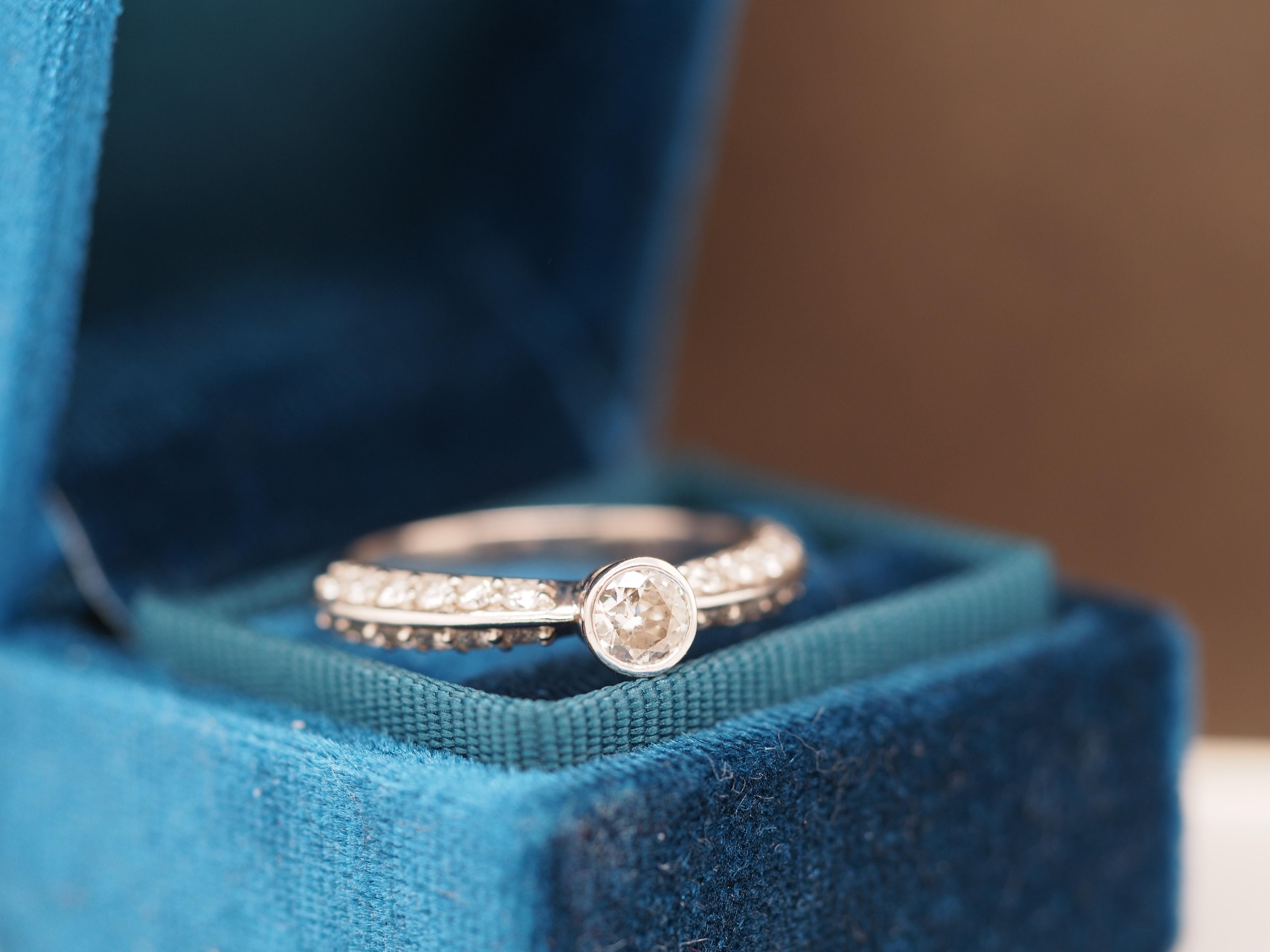 Vintage Platinum Old European Brilliant Diamond Center .50 Carat ...