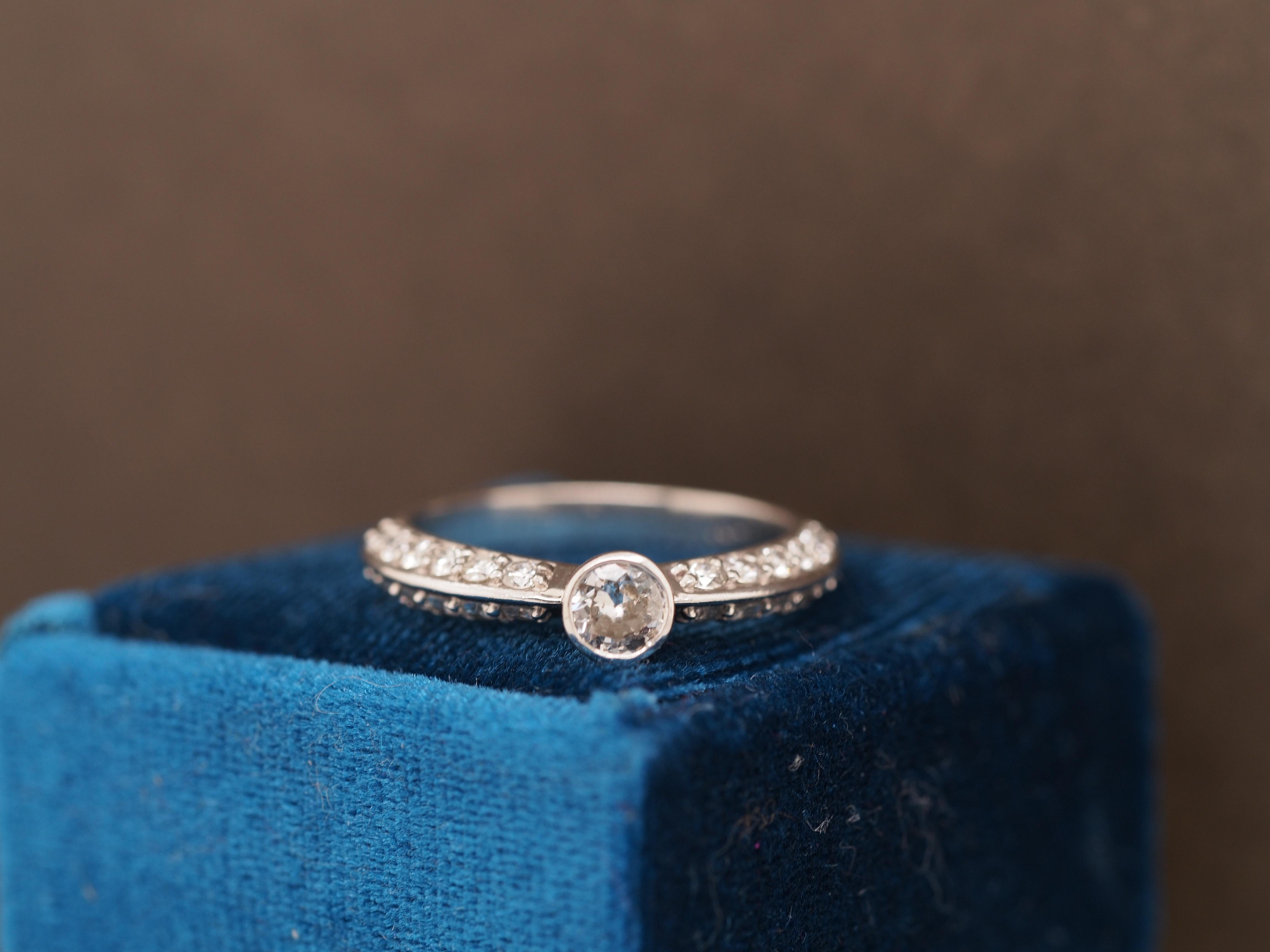 Vintage Platinum Old European Brilliant Diamond Center .50 Carat Engagement Ring For Sale 2