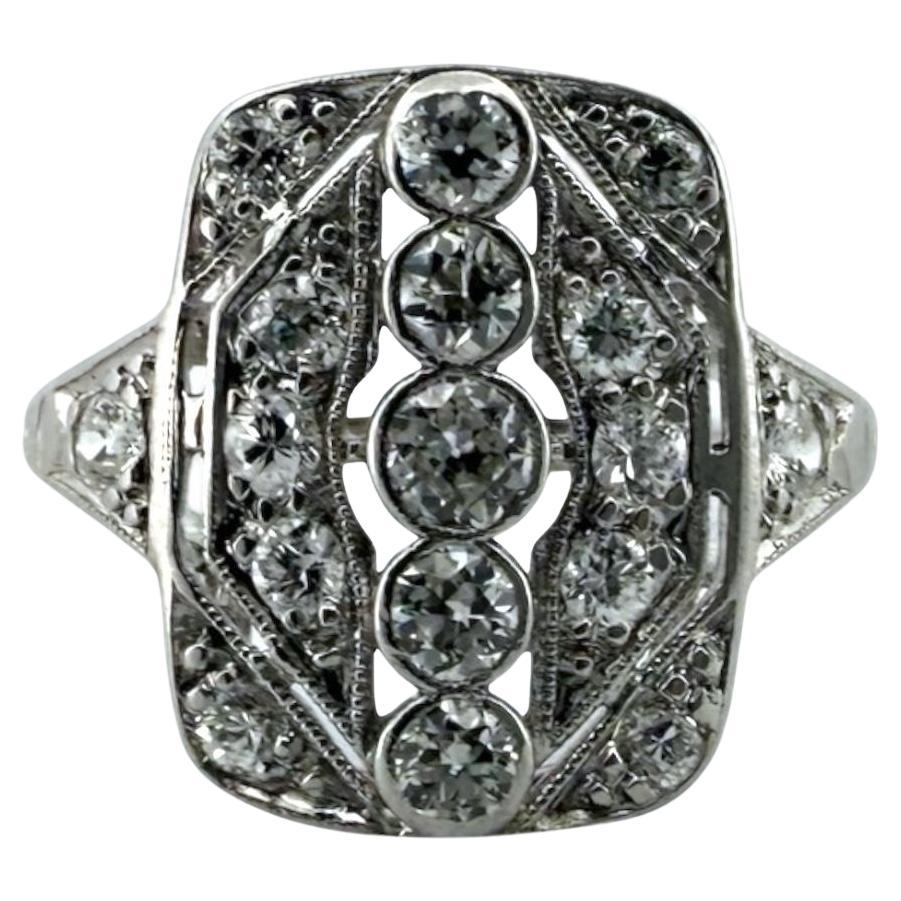 Vintage Platinum Old European Cut Diamond Cocktail Ring