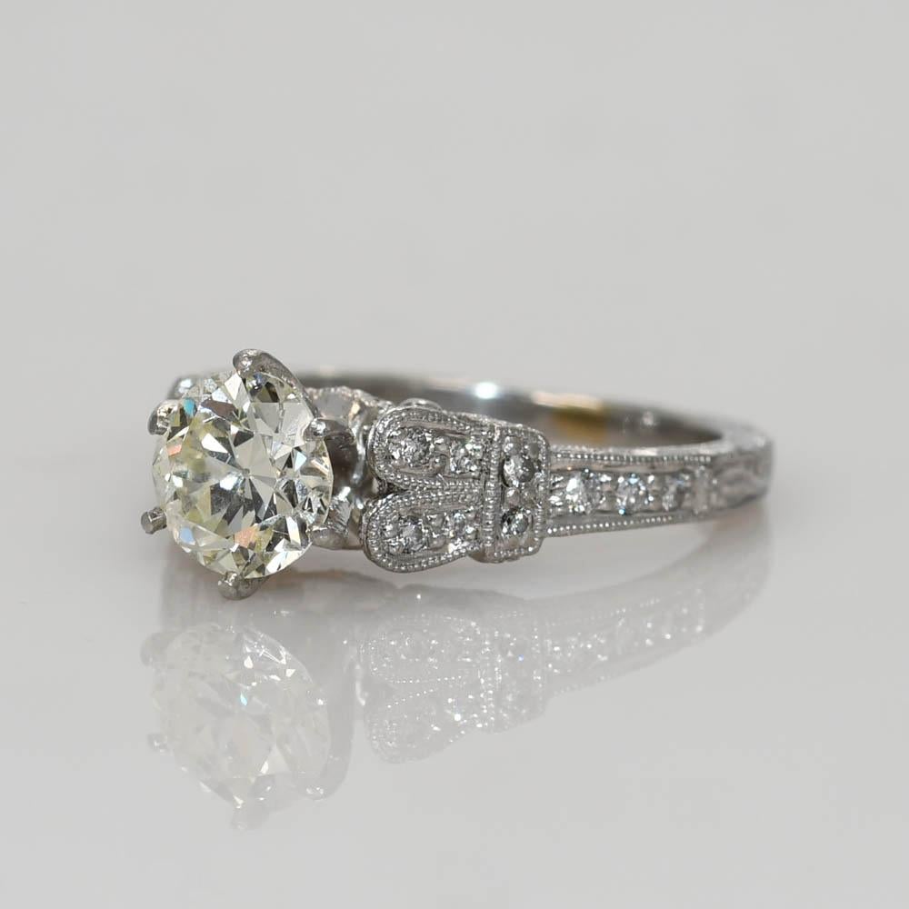 Old European Cut Vintage Platinum Old-European Cut Diamond Ring For Sale