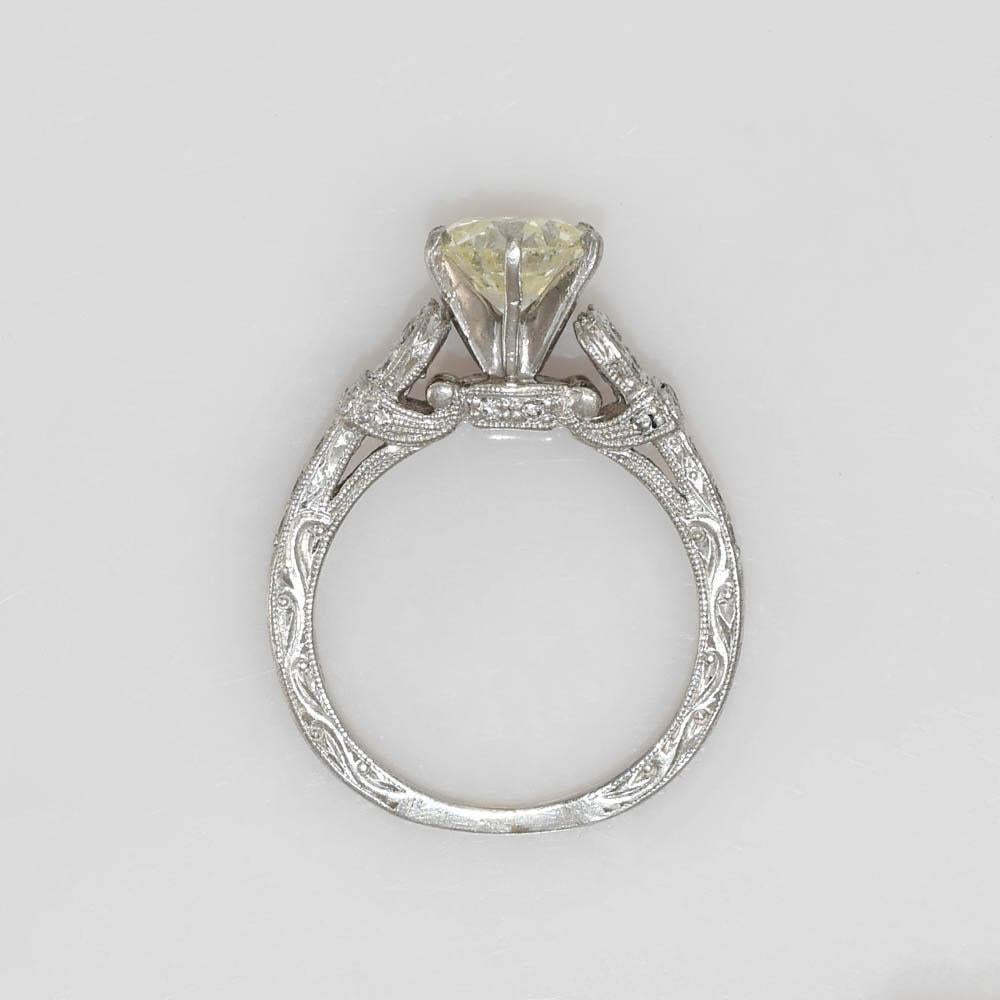 Women's or Men's Vintage Platinum Old-European Cut Diamond Ring For Sale