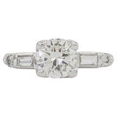 Vintage Platinum Old European Cut Diamond Three 3-Stone Anniversary Ring