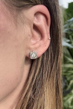 Vintage Platinum Old Mine Cut Diamond Stud Earrings