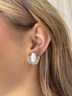 Vintage Platinum Opal & Diamond Stud Earrings