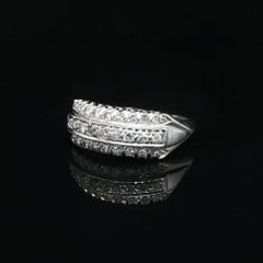 Vintage Platinum & Palladium 0.40ctw Pave Diamond 3 Row Band Ring