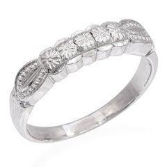 Vintage Platinum Palladium Alloy Floral Band Ring