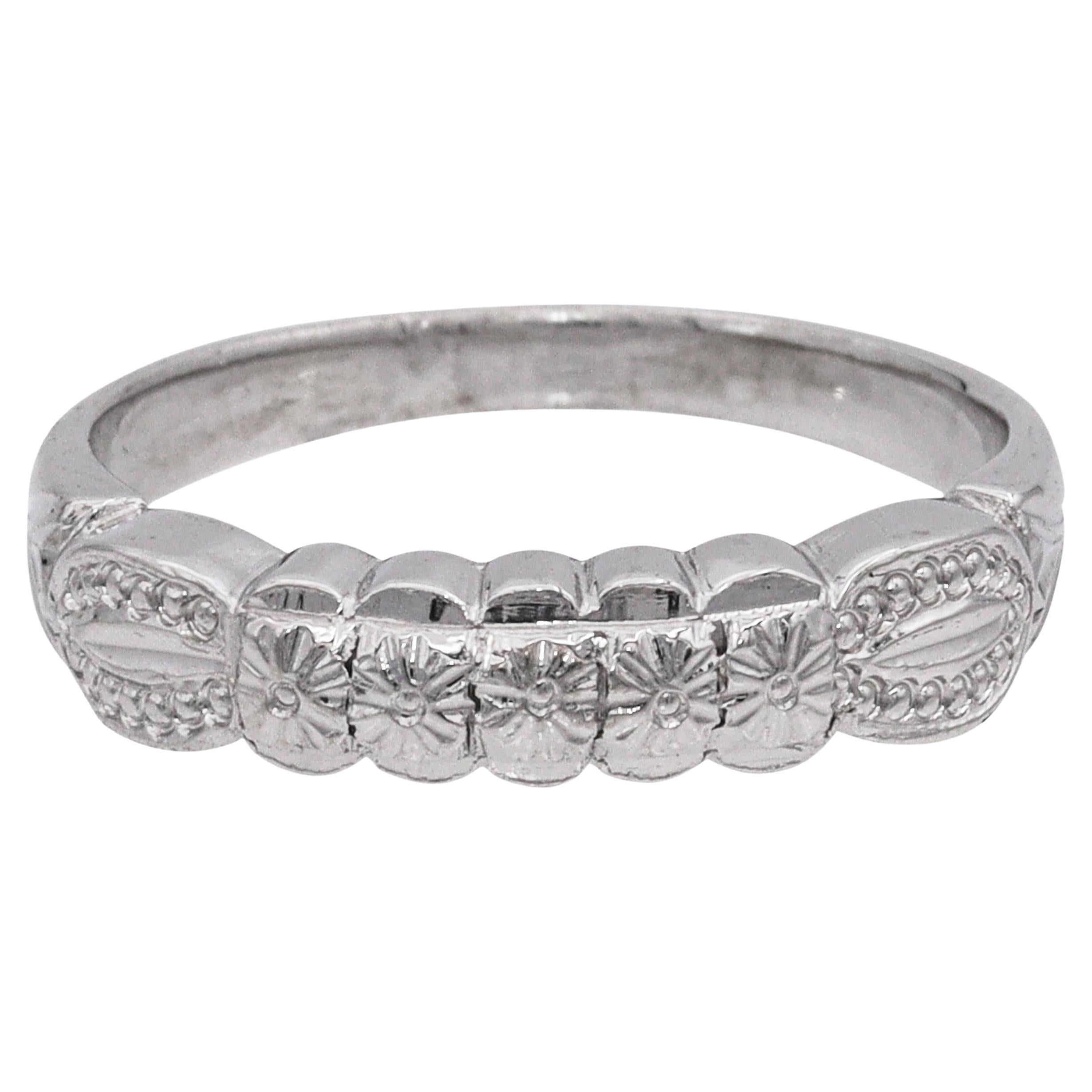 Anello floreale vintage in lega di platino e palladio