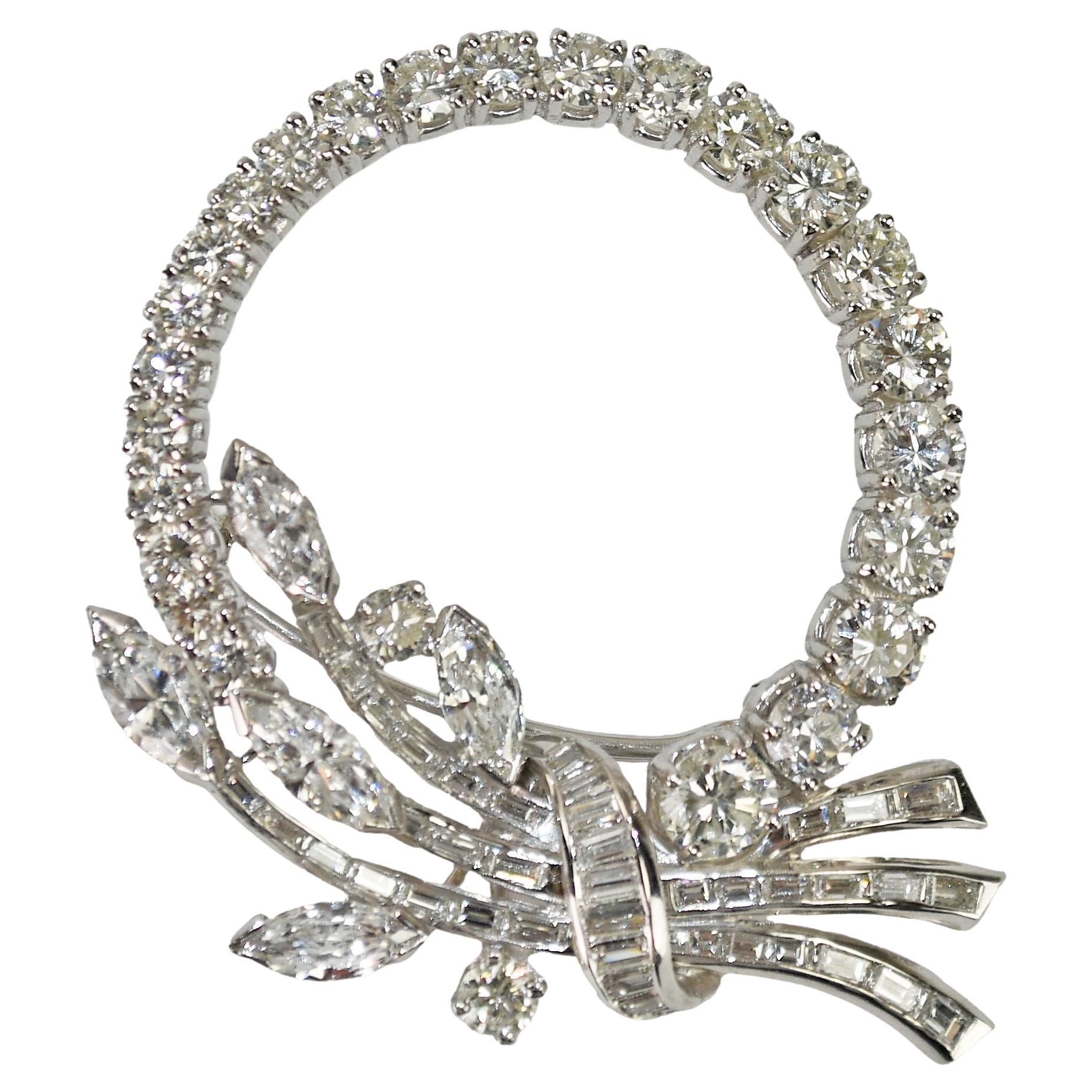 Broche vintage de platino y paladio con diamantes 4,00 ct