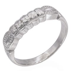 Vintage Platinum Palladium Floral Band Ring