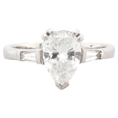 Vintage Platinum & Pear Cut 1.80 Ctw. Natural Diamond Engagement Ring