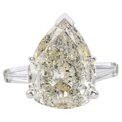 Vintage Platin Birnenschliff 5,04ct Diamant Verlobungsring
