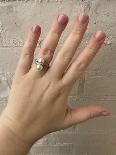 Vintage Platinum Pearl & Diamond Cocktail Ring