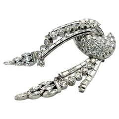 Vintage Platinum Pin Brooch With 8.2 Carat Marquis and Round G-VS Diamonds
