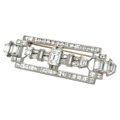 Vintage Platinum Pin Brooch with 8.8 Carat Mixed Cut F & G VS Diamonds