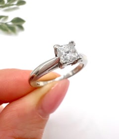 Vintage Platinum, Princess Cut Diamond Single Stone Engagement Ring