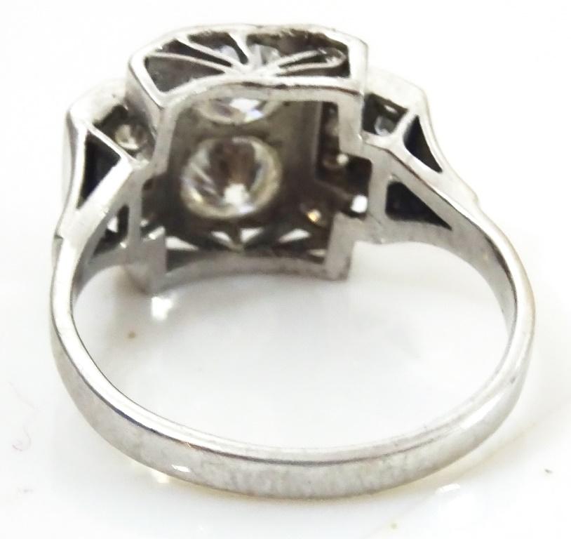 Women's Vintage Platinum Ring set with Real and Lab created Diamonds For Sale