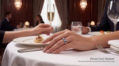 Vintage Platinum Ring with 1.00ct Emerald-Cut Diamonds & Sapphires