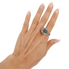 Vintage Platinum Ring with Diamond & Emerald