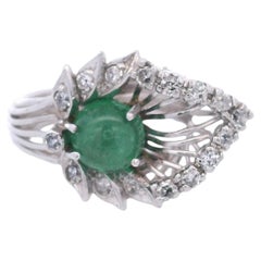 Vintage Platinum Ring with Diamond & Emerald