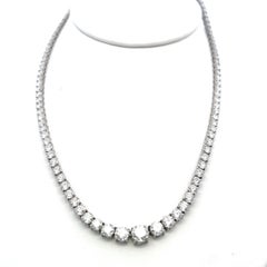 Vintage Platinum Riviera Necklace with 20.05 Carat Round I-SI2 Diamonds