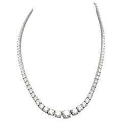 Vintage Platinum Riviera Necklace with 20.05 Carat Round I-SI2 Diamonds