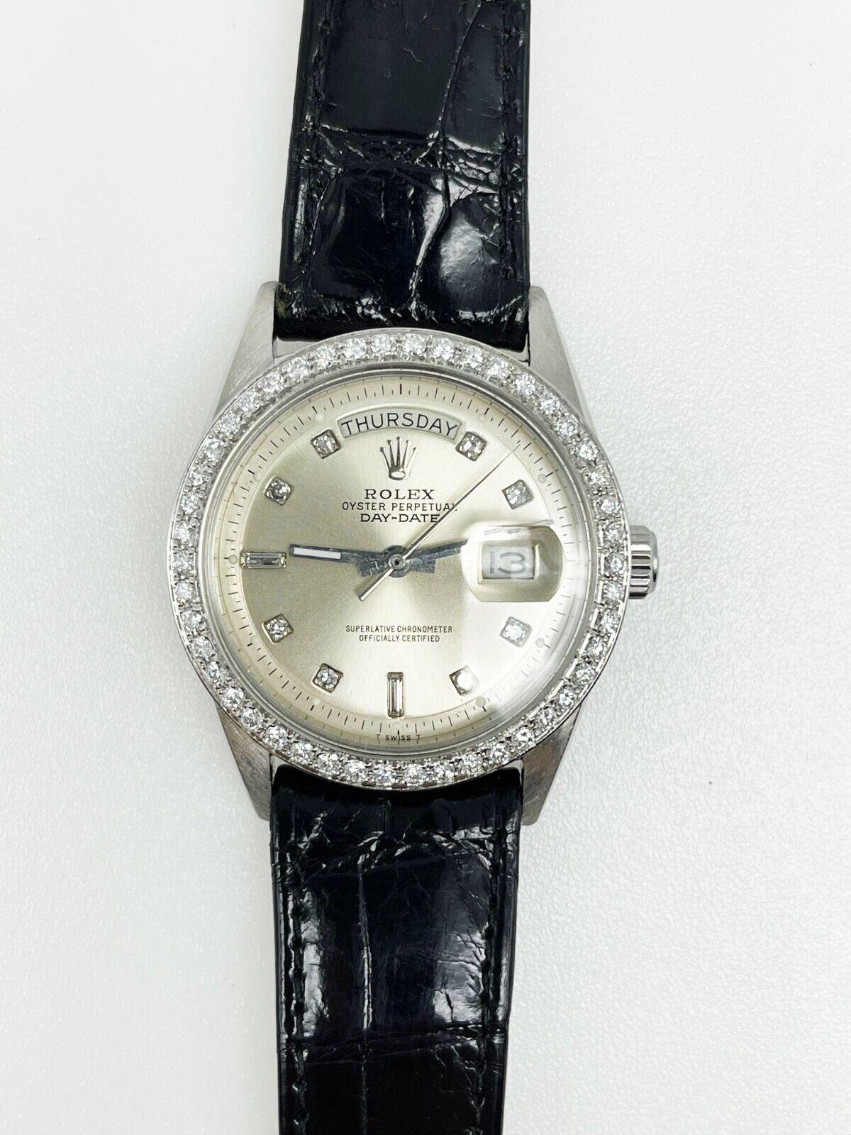 Rolex Montre President Day Date 1804 avec cadran et lunette en diamants, 1964 en vente 3