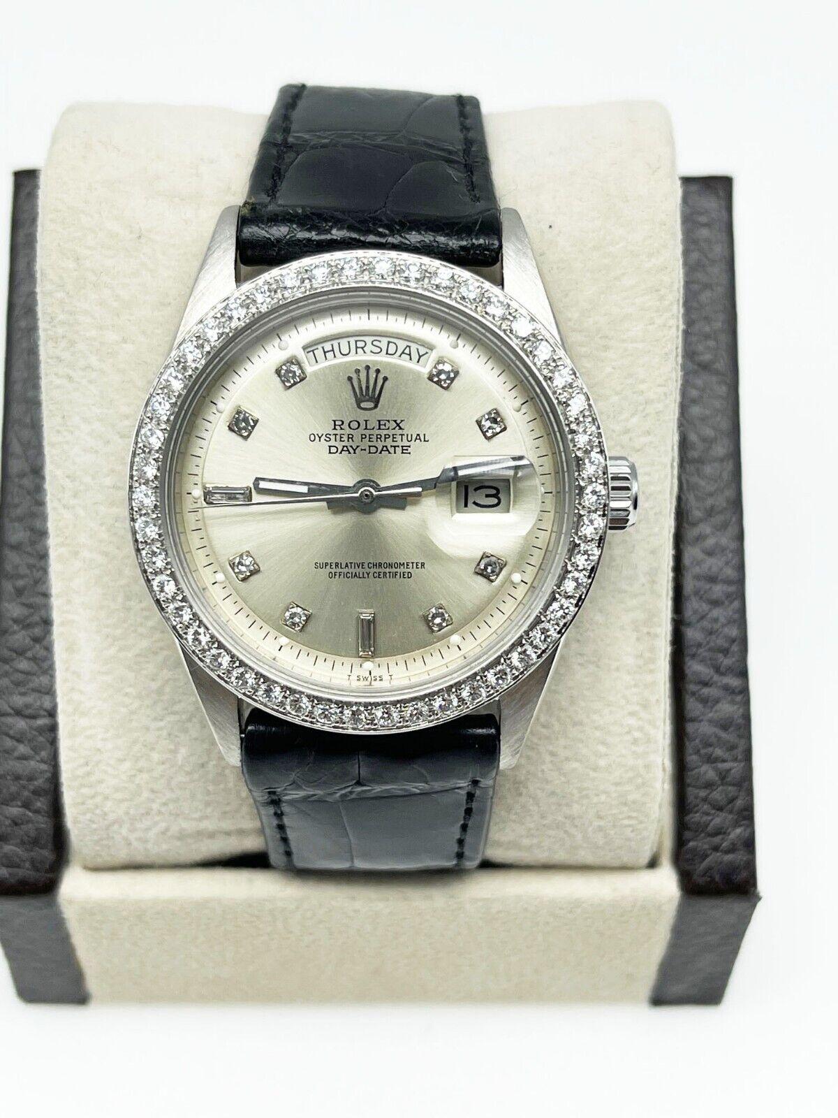 Rolex Montre President Day Date 1804 avec cadran et lunette en diamants, 1964 en vente 4