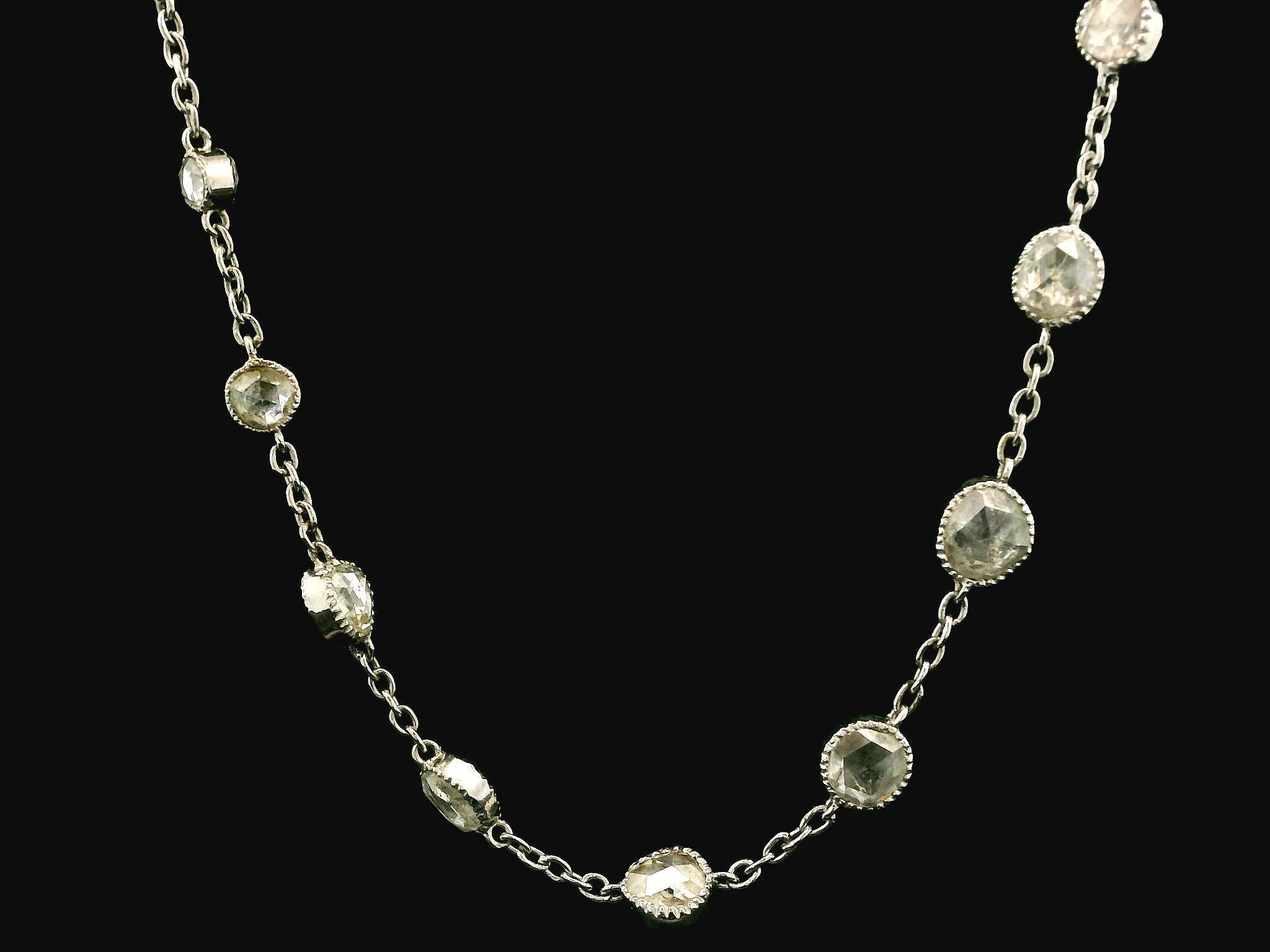Vintage Platinum Rose Cut Diamond Graduated Dual Sided Station 16
