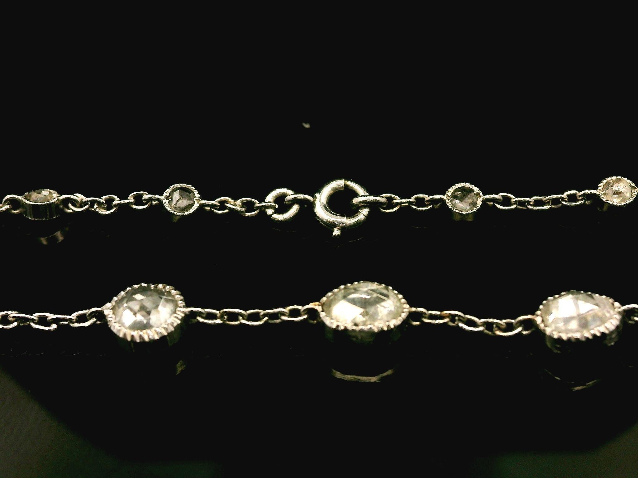 Women's Vintage Platinum Rose Cut Diamond Graduated Dual Sided Station 16