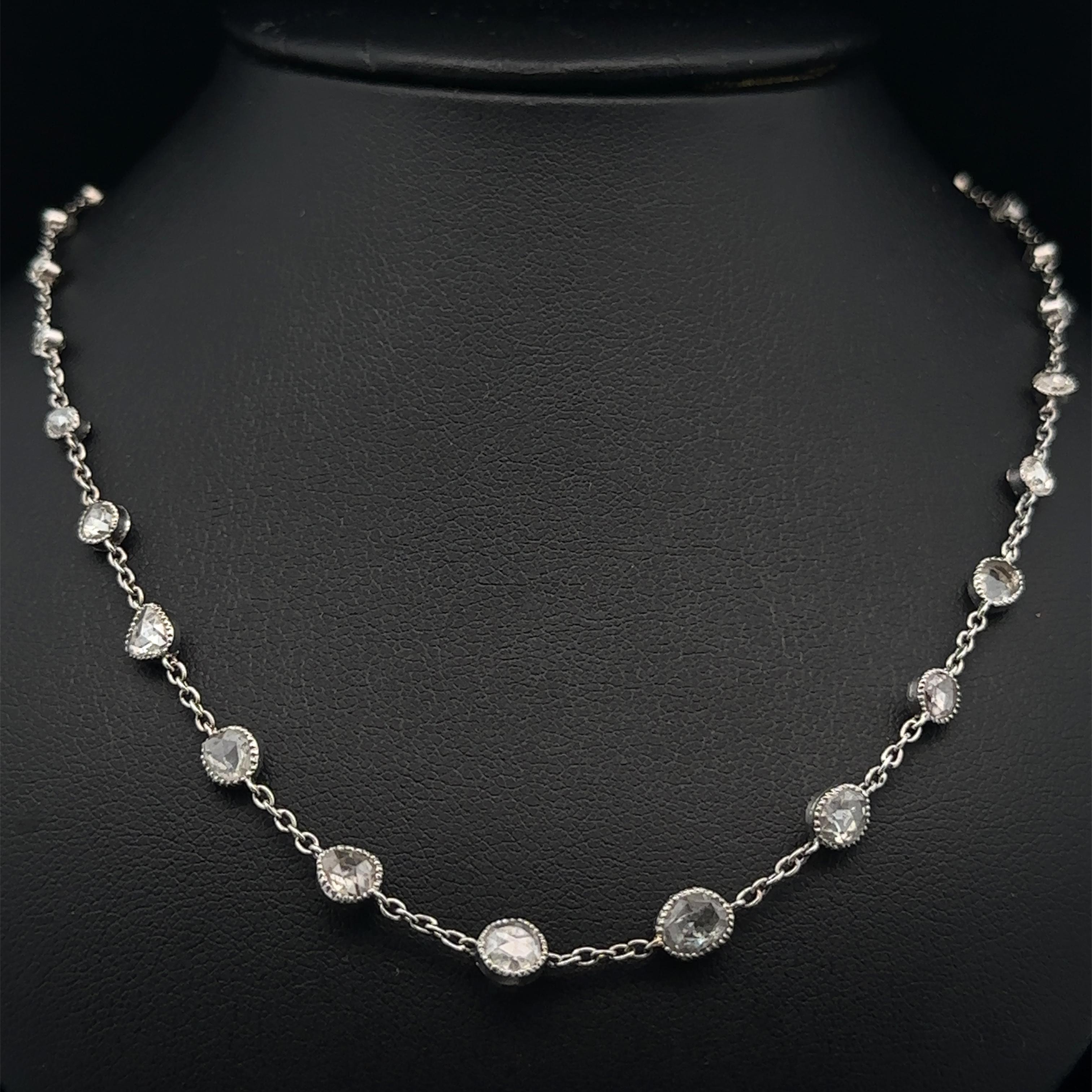 Vintage Platinum Rose Cut Diamond Graduated Dual Sided Station 16