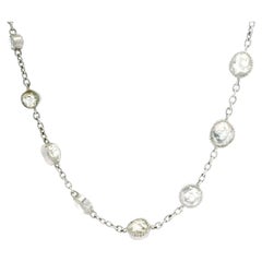 Vintage Platinum Rose Cut Diamond Graduated Dual Sided Station 16" Necklace