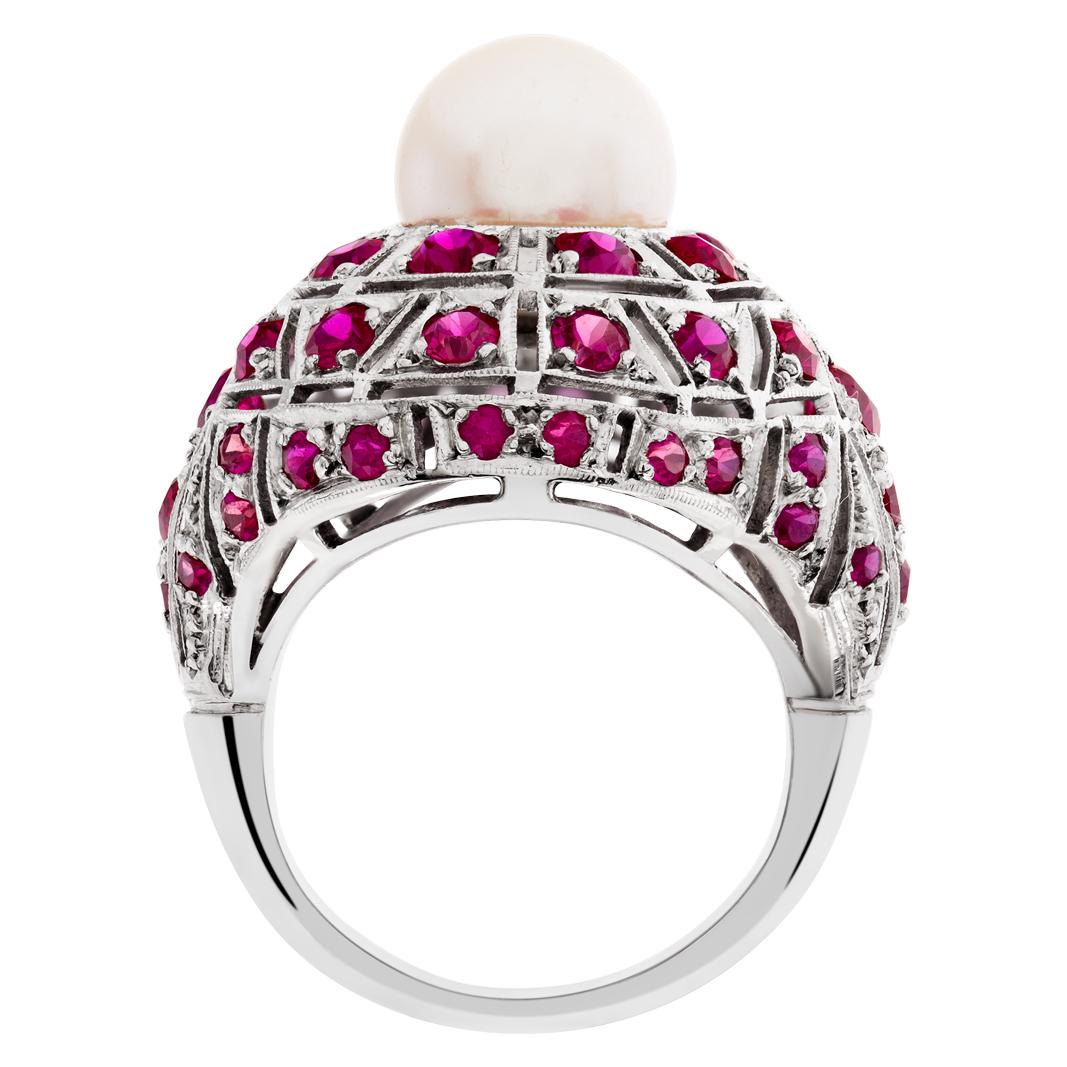 vintage ruby and pearl ring