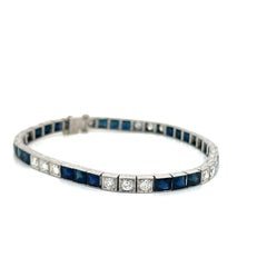 Bracciale vintage Art Déco in platino con zaffiri e diamanti