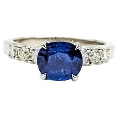 Anello in platino vintage con zaffiro e diamante