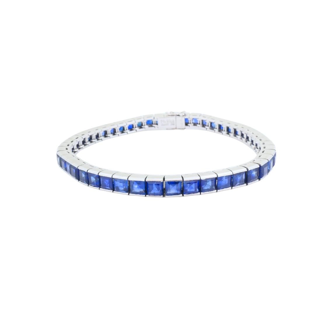 Pulsera de tenis vintage de platino y zafiro Joyas Art Déco Art Decó en venta