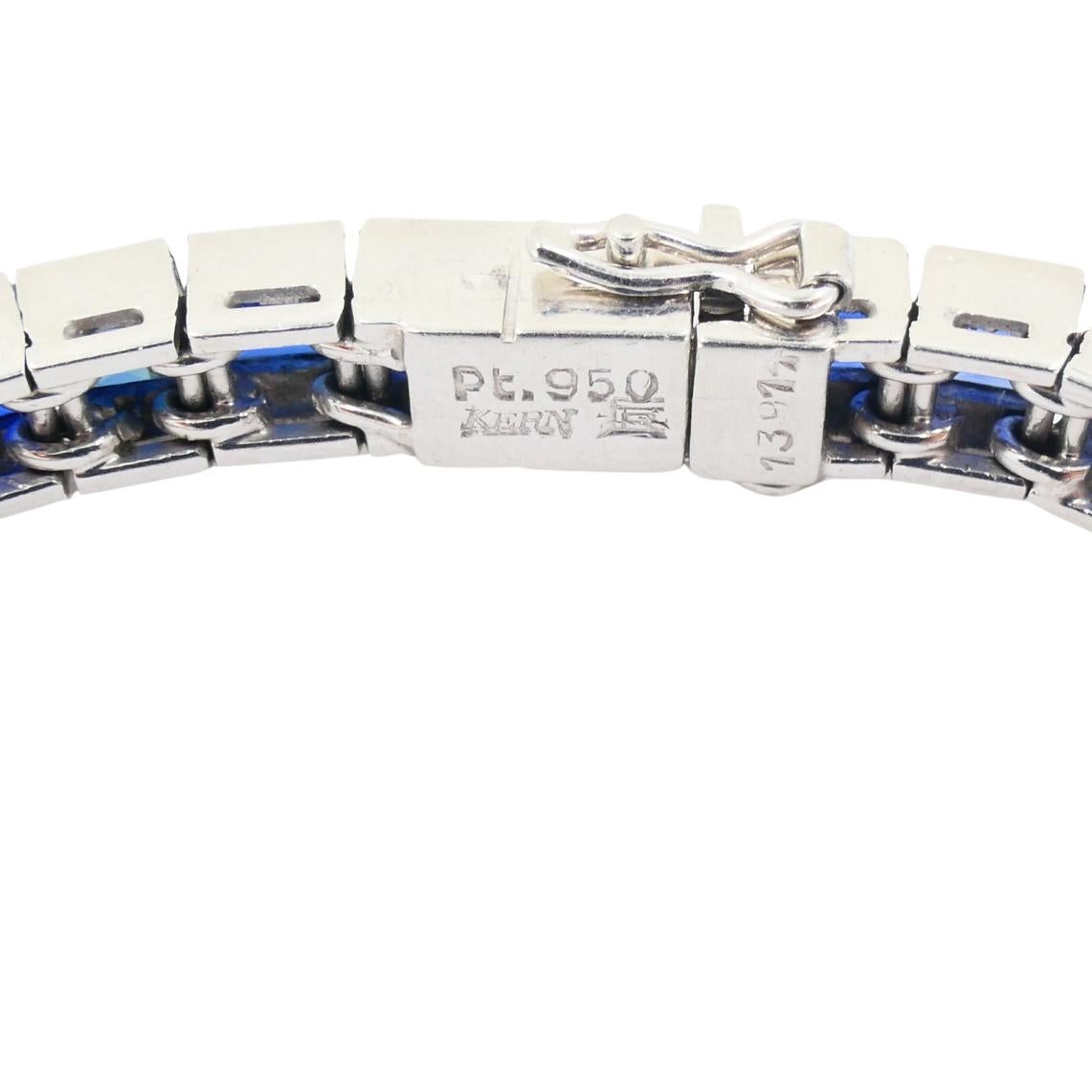 Pulsera de tenis vintage de platino y zafiro Joyas Art Déco en Excelente estado para la venta en Beverly Hills, CA